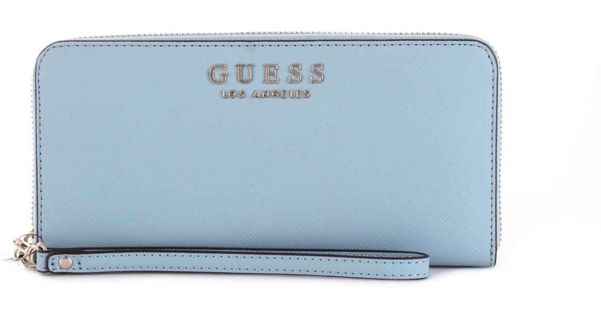 light blue guess purse