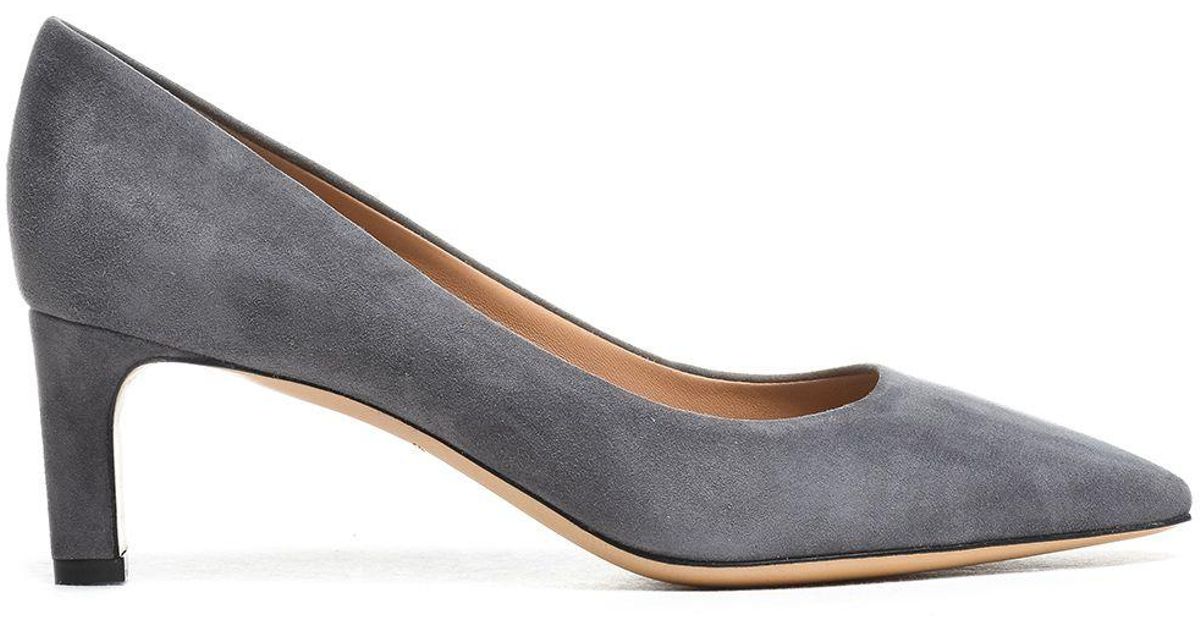 Ferragamo Grey Suede Pumps in Gray Lyst