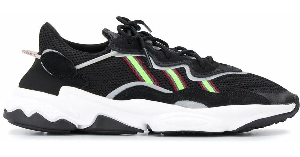 adidas Leather Ozweego Sneakers in Black,Green (Black) for Men - Lyst