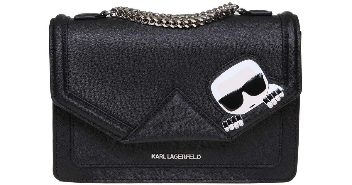 Karl Lagerfeld Black Leather Shoulder Bag Lyst UK