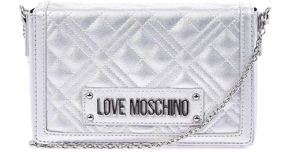 Love Moschino Silver Leather Shoulder Bag in Metallic Lyst