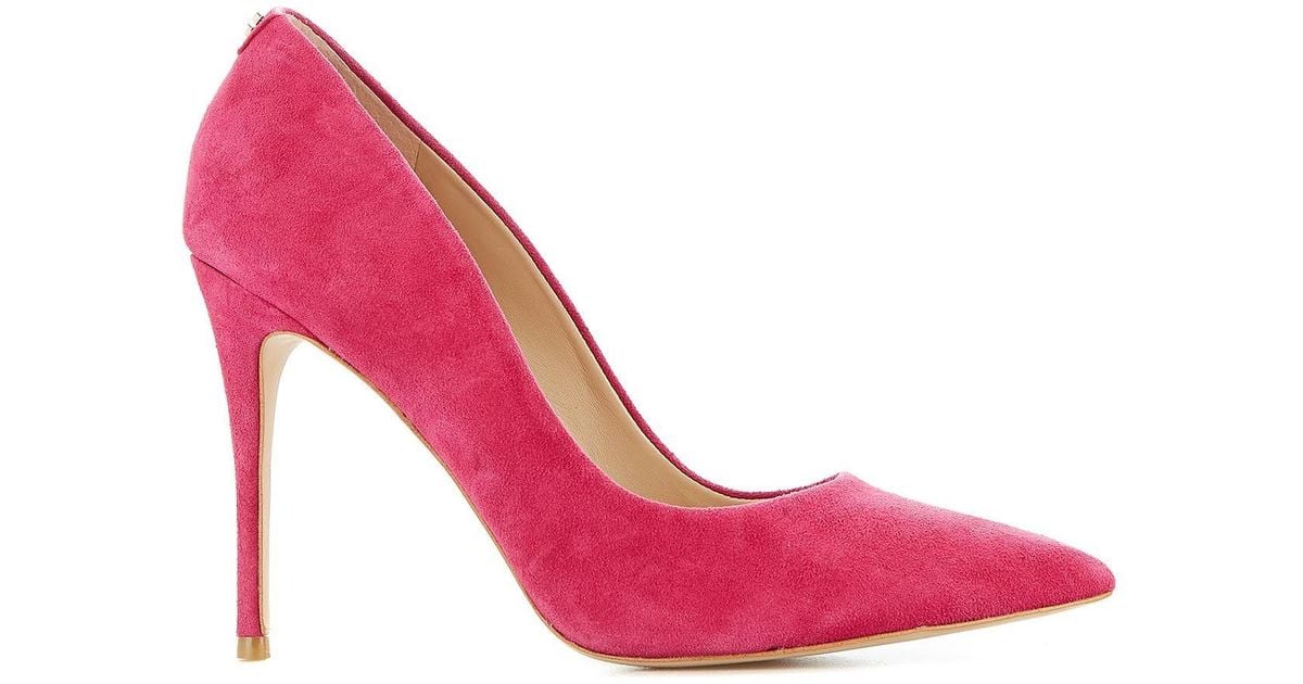 fuchsia suede pumps