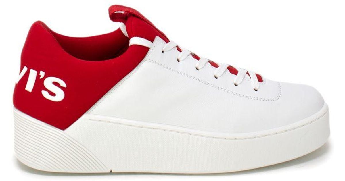 red and white levi shoes