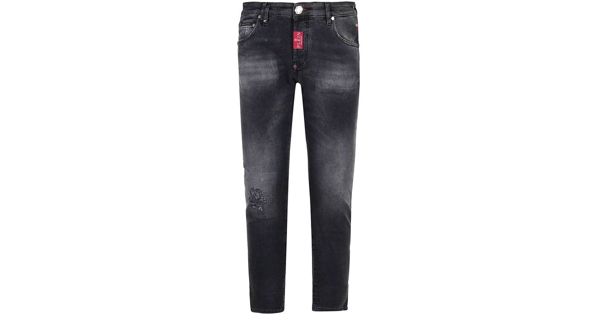 Philipp Plein Denim Andere materialien jeans in Blau Damen Bekleidung Jeans Röhrenjeans 