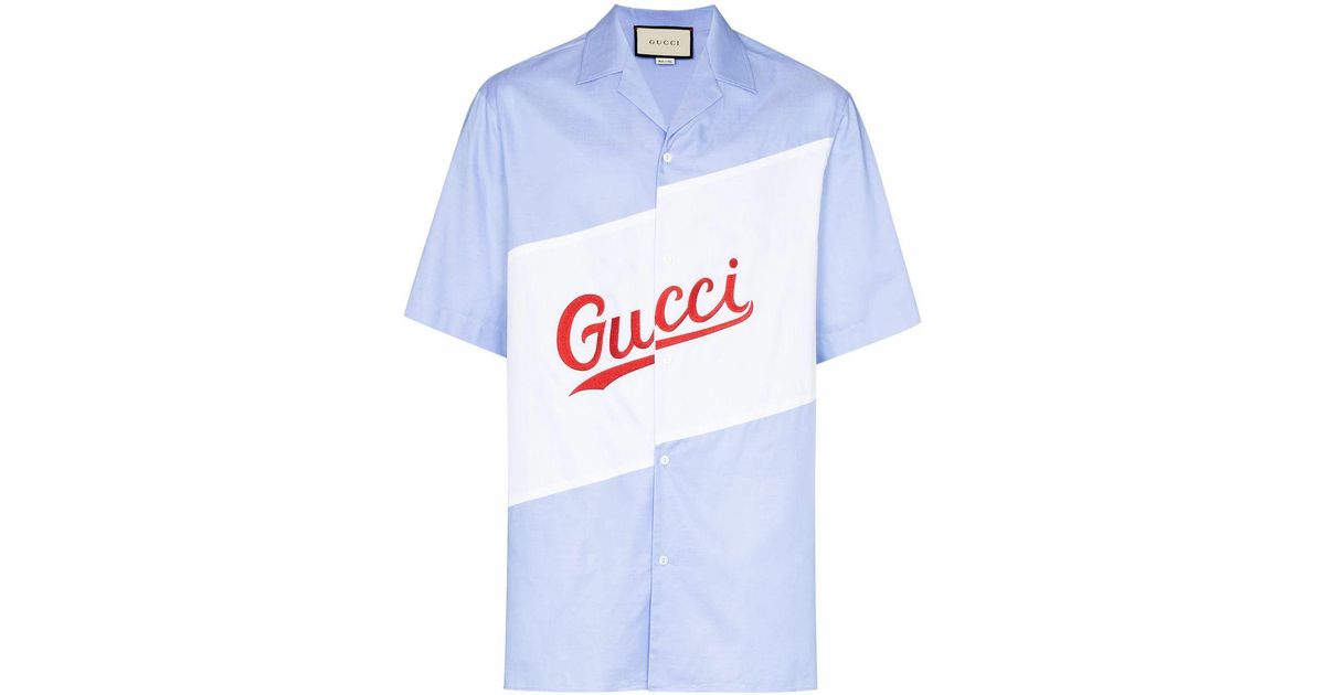Gucci Cotton Shirt in Blue for Men - Lyst