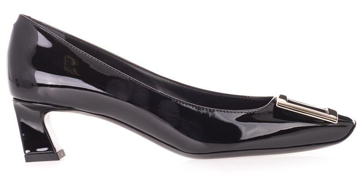 roger vivier black patent flats