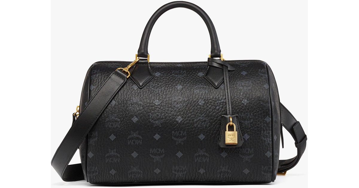 MCM Ella Boston Bag In Visetos in Black Lyst UK