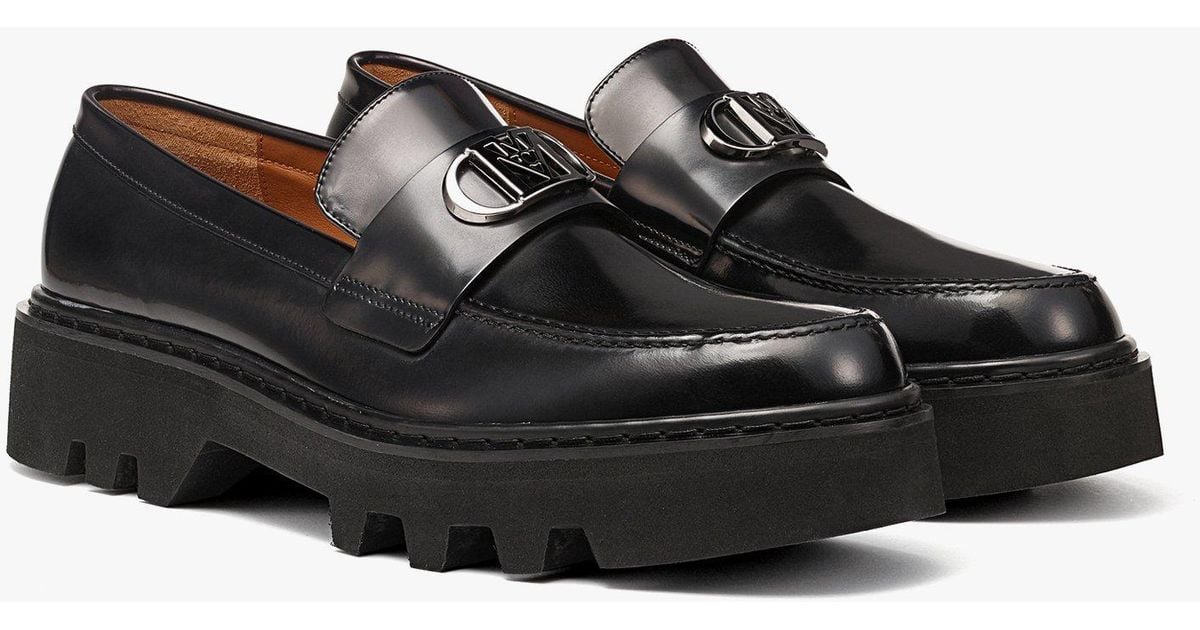 MCM Mode Travia Loafers In Brushed Calf Leather in Black for Men | Lyst