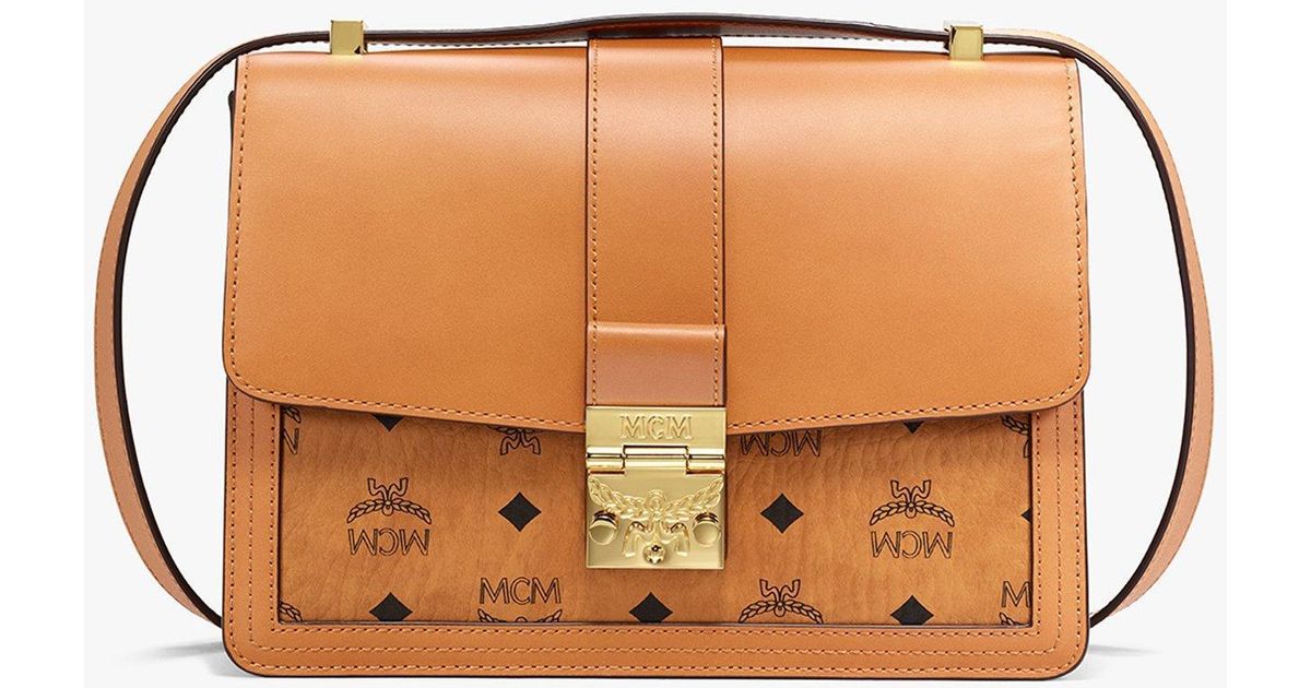 MCM Tracy Shoulder Bag In Visetos Leather Mix in Brown Lyst