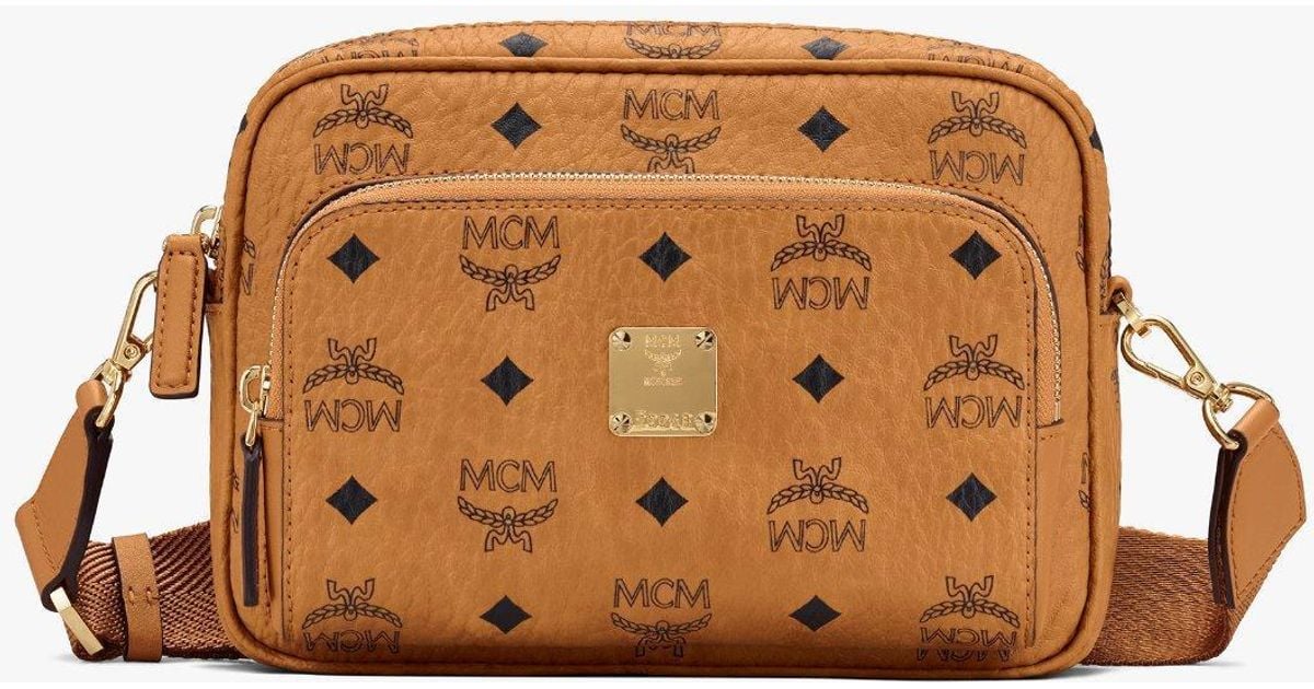 Mcm Aren Maxi MN VI Small Crossbody Bag in Cognac Brown XLD