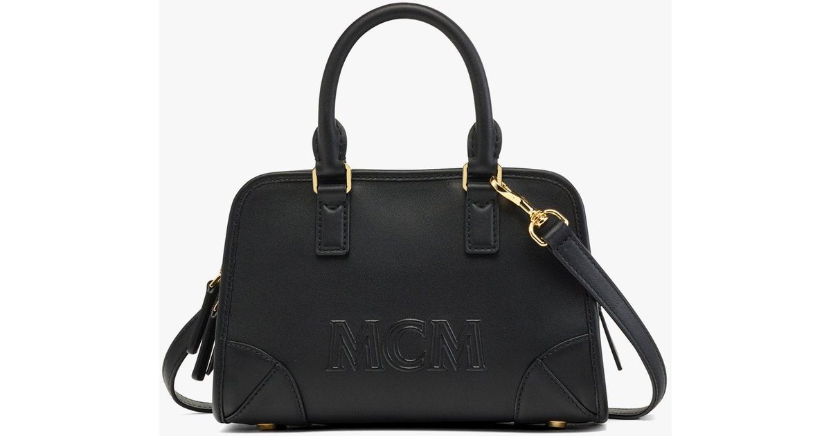 MCM Aren Boston Bag In Spanish Leather in Black Lyst