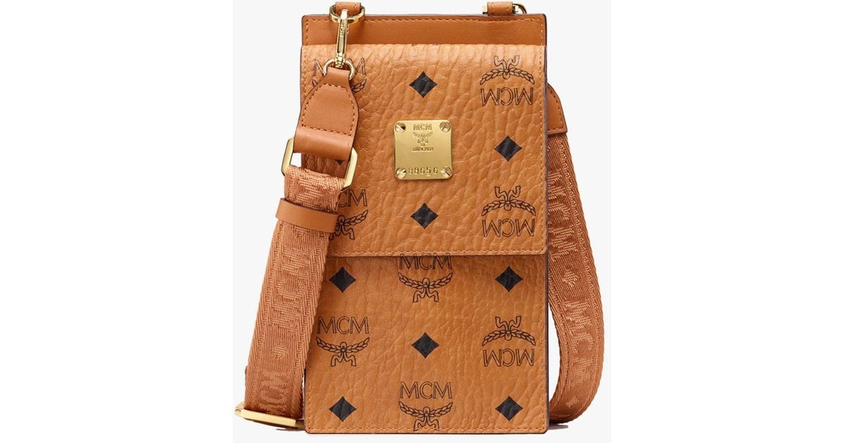 MCM Crossbody Phone Case In Visetos in Cognac (Brown) for Men Lyst