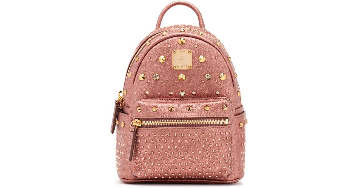 MCM Leather Embellished Studded Backpack in Pink & Purple (Pink) - Lyst