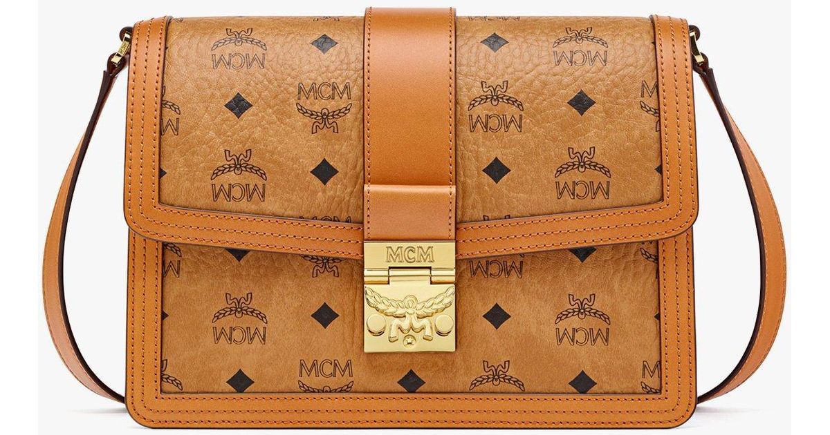 MCM Tracy Shoulder Bag In Visetos in Cognac (Brown) Lyst
