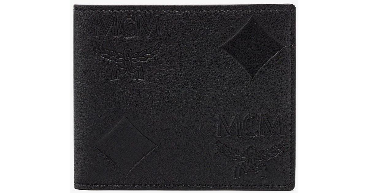 MCM Aren Bifold Wallet In Maxi Monogram Leather in Black for Men | Lyst