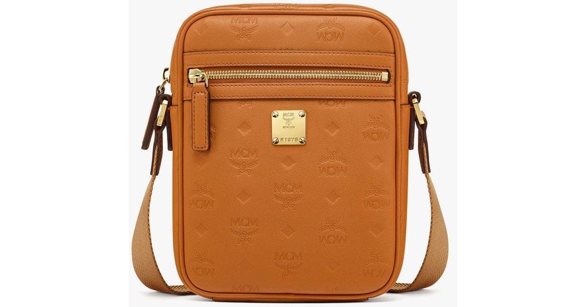 MCM Klassik N/s Crossbody In Embossed Monogram Leather in Brown for Men