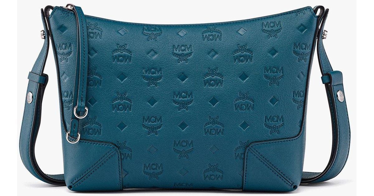 MCM Aren Shoulder Bag In Monogram Leather in Deep Teal (Blue) Lyst