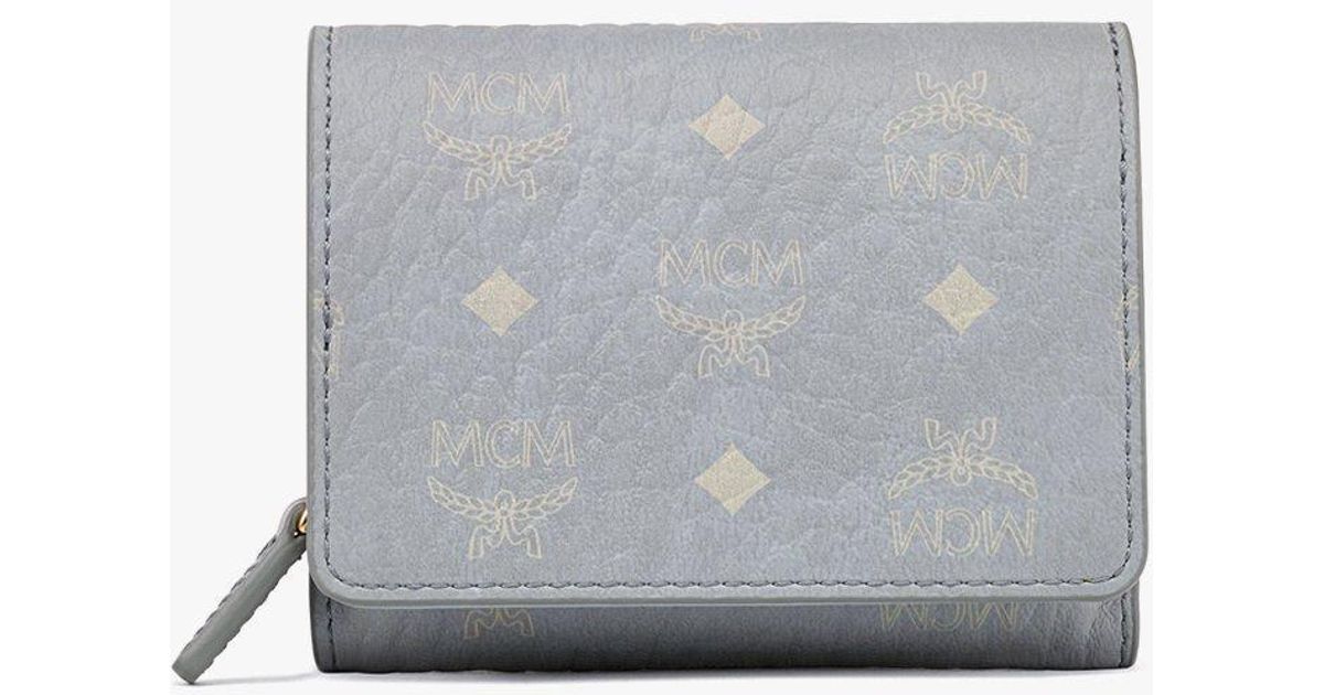 MCM Trifold Wallet In Visetos Original in White Lyst UK