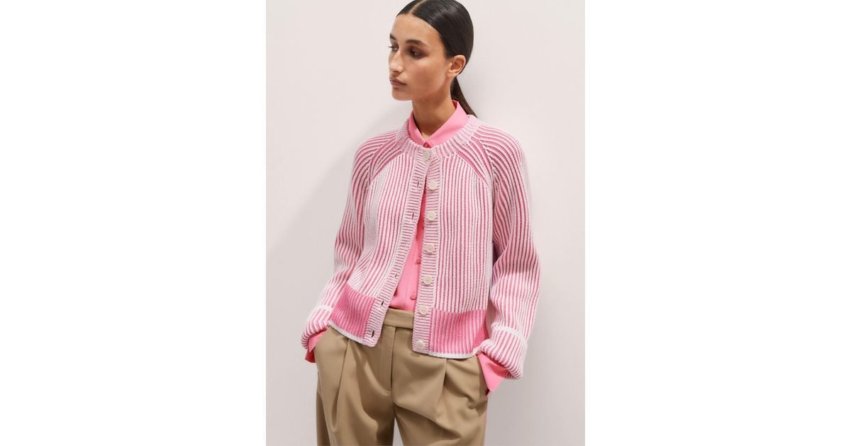 ME+EM Soft Touch Rib Cotton Cardigan in Pink | Lyst UK