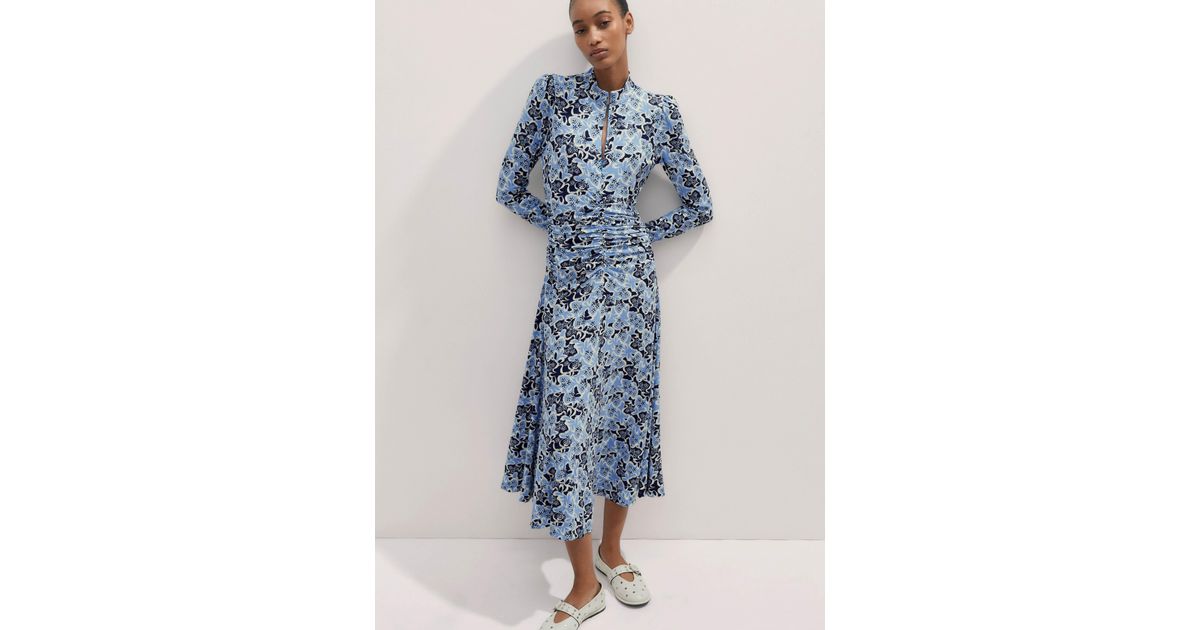 graphic ribbon floral print midi dress Red Dress | Blue Floral Bow Strap Midi Dress