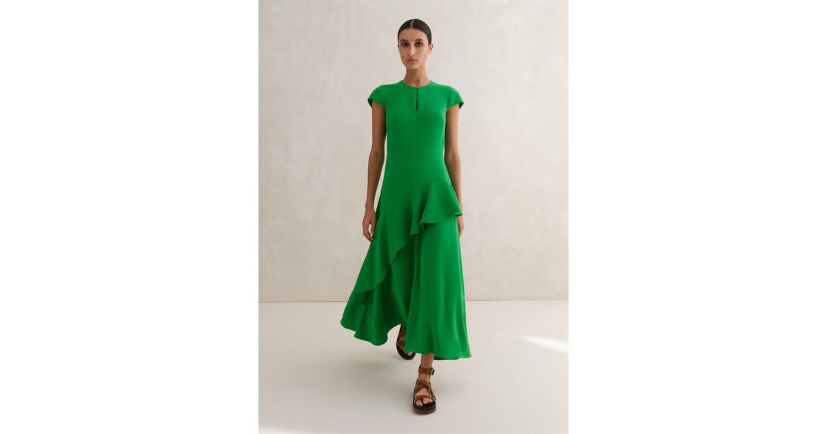 ME+EM Fluid Crepe Volant Statement Maxi Dress Spring in Green | Lyst UK