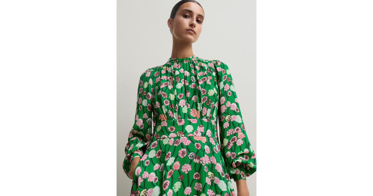 ME+EM Lantana Flower Print Short Boho Dress in Green | Lyst