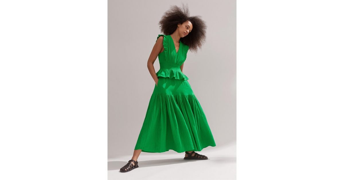 ME+EM Cheesecloth Maxi Dress in Green | Lyst UK