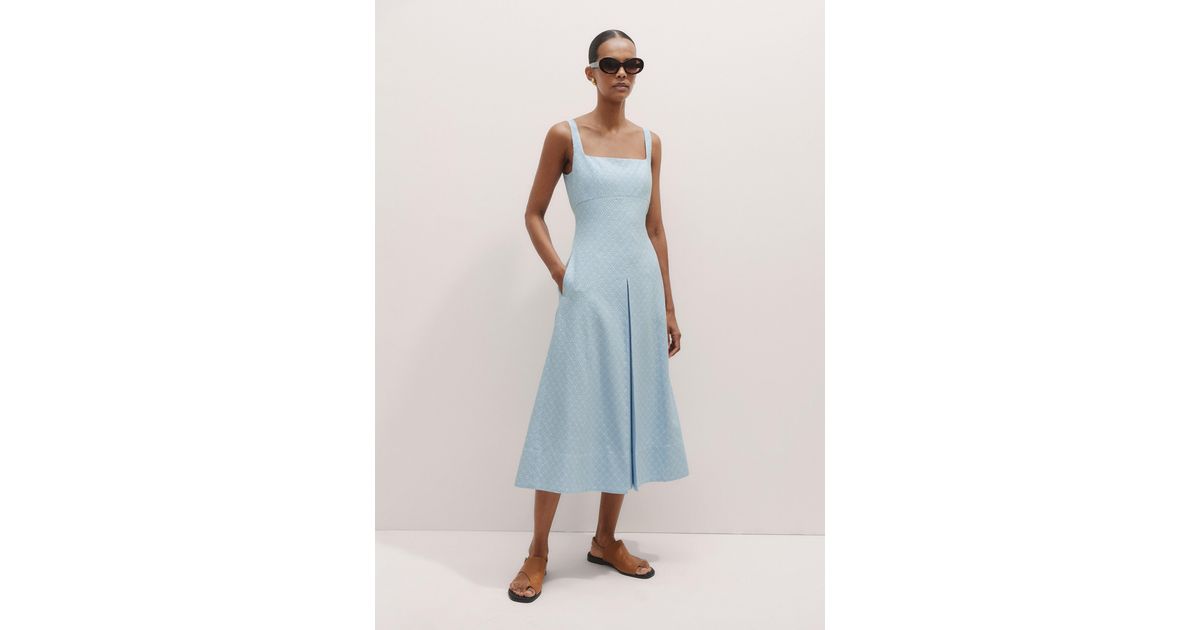 ME+EM Italian Jacquard Fit And Flare Midi Dress in Blue | Lyst