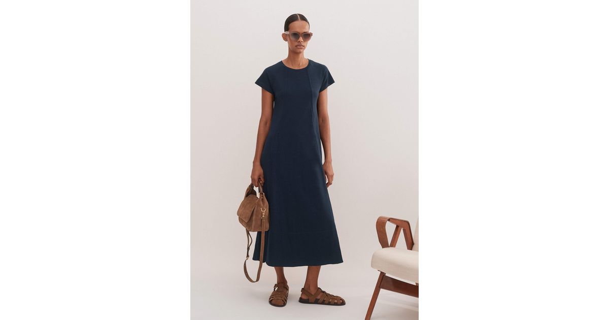 ME+EM Slub Jersey Midi Swing Dress in Blue | Lyst