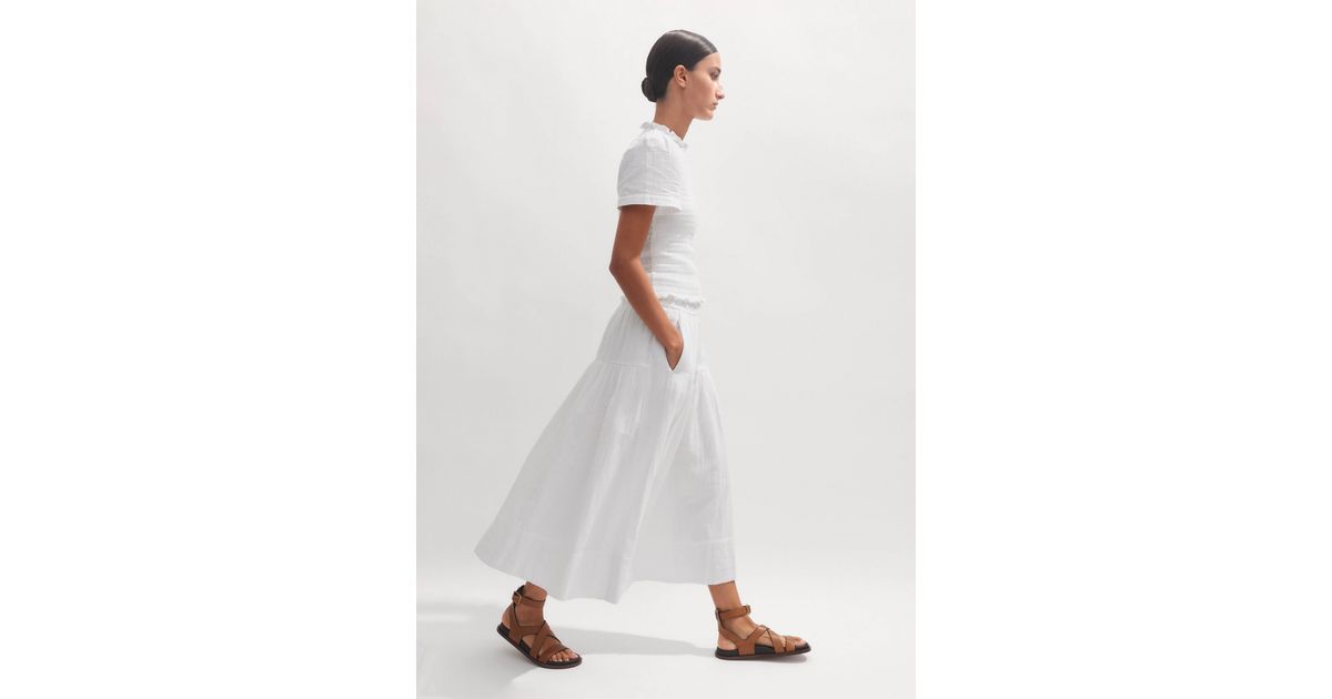 ME+EM Cheesecloth Midi Skirt in White Lyst UK