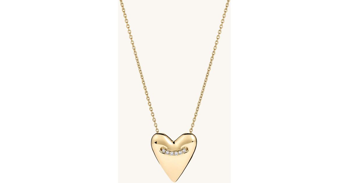 MEJURI Heart Pave Diamond Large Pendant Necklace in Yellow (Metallic