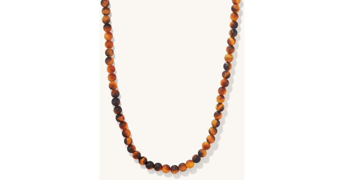 MEJURI Tiger Eye Beaded Necklace in Yellow for Men Lyst