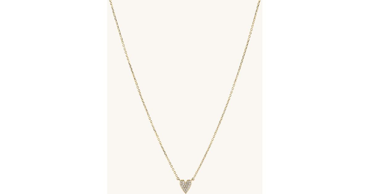 MEJURI Mini Heart Pave Diamond Necklace in Natural Lyst