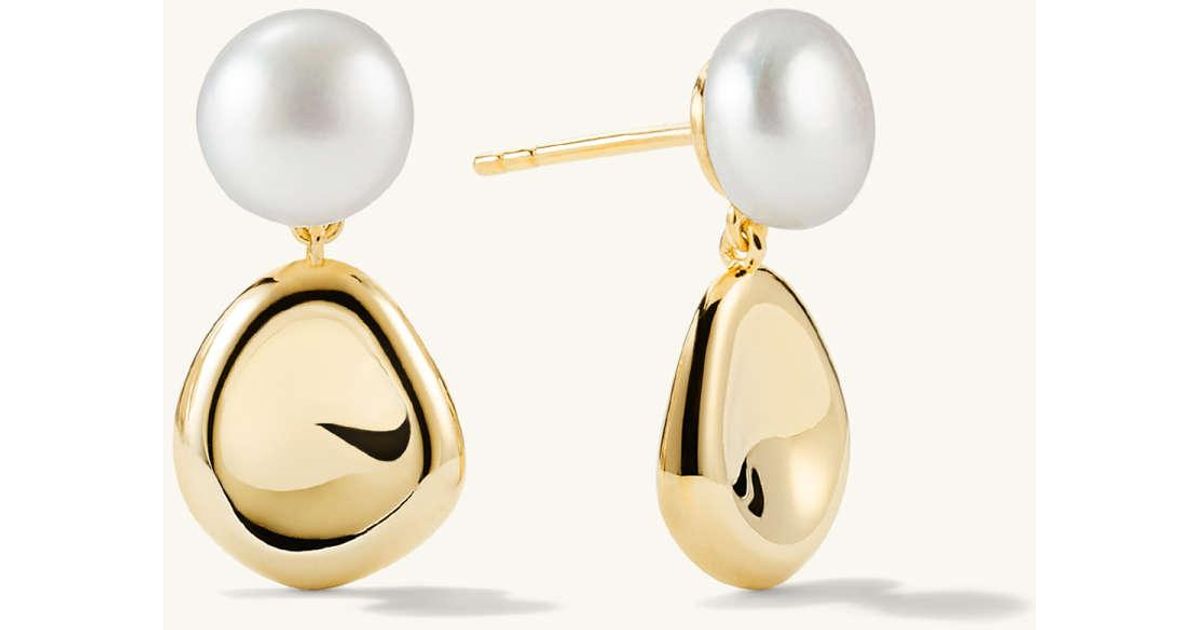 MEJURI Pearl Sculptural Drop Earrings in Metallic Lyst