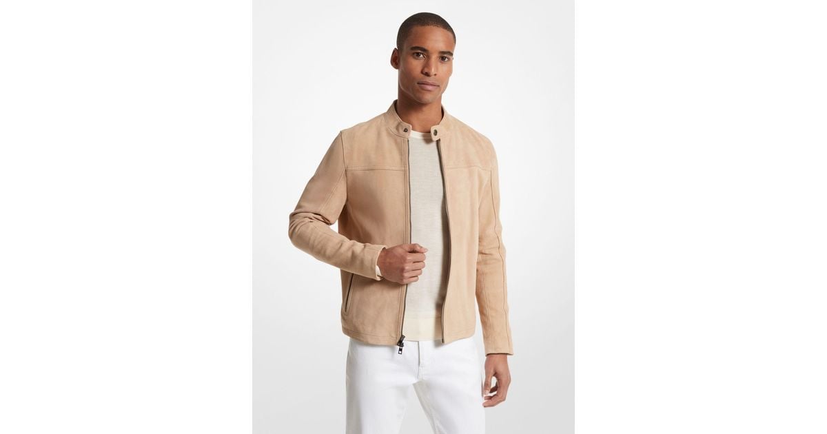 Michael Kors Suede Racer Jacket in Natural for Men Lyst UK