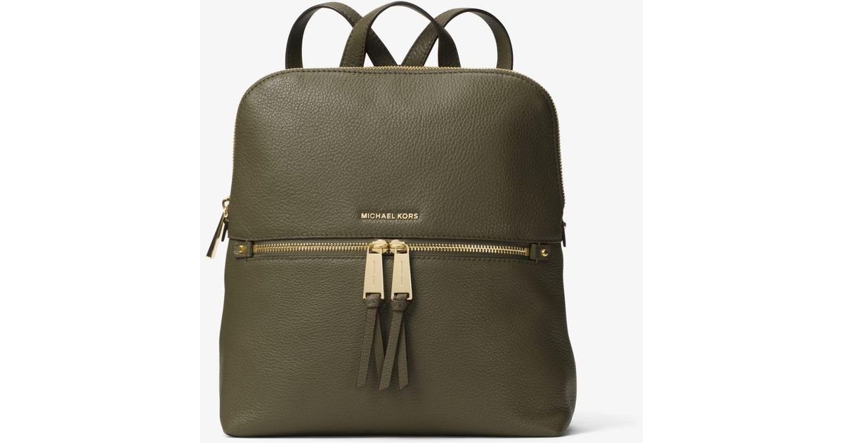 Zaino Rhea Medio In Pelle Profilo SottileMichael Kors in Pelle di colore  Verde | Lyst