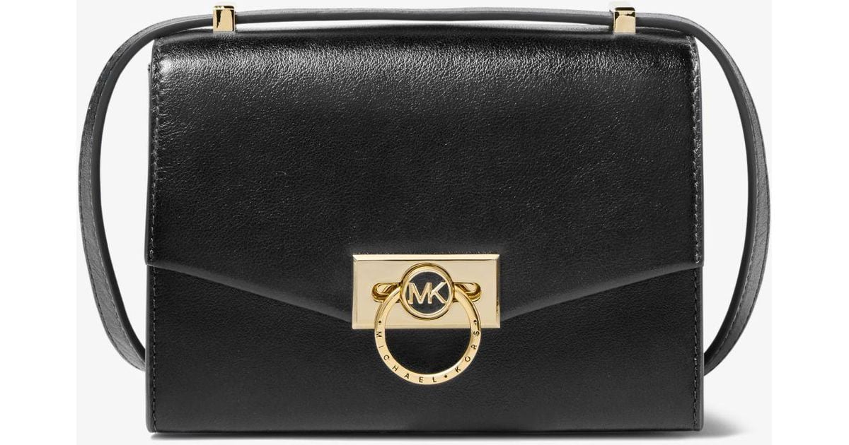 Michael Kors Hendrix Extrasmall Leather Crossbody Bag in Black Lyst