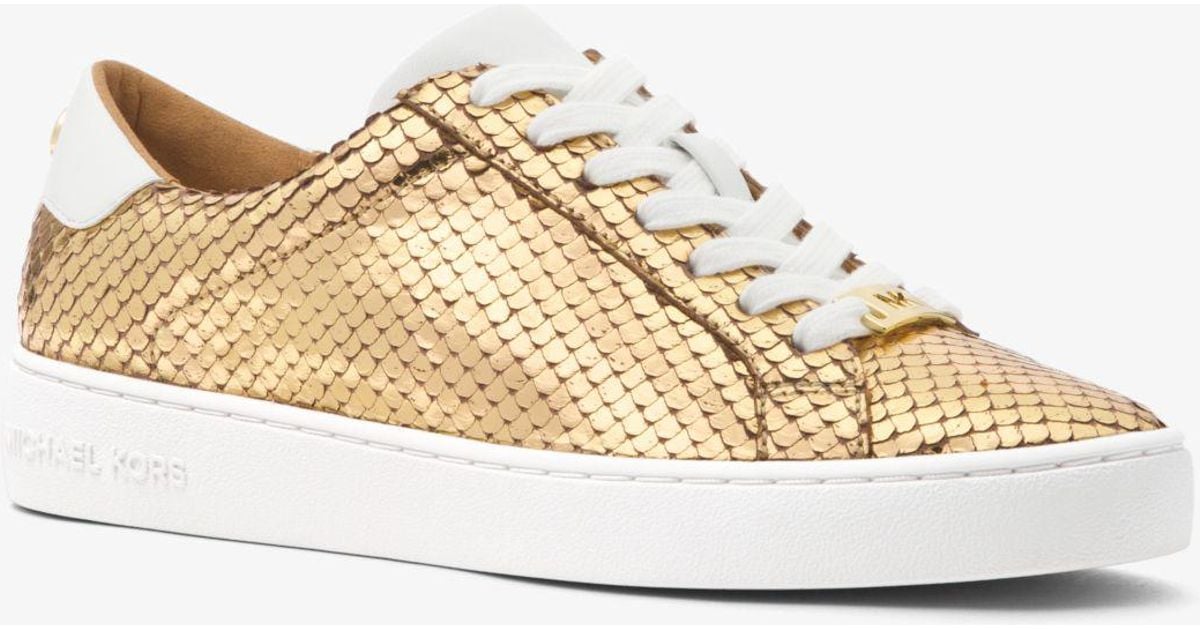 irving crocodile embossed leather sneaker