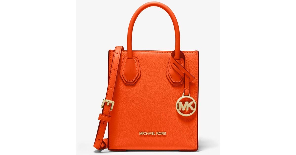 Michael Kors Mercer Extrasmall Pebbled Leather Crossbody Bag in Orange