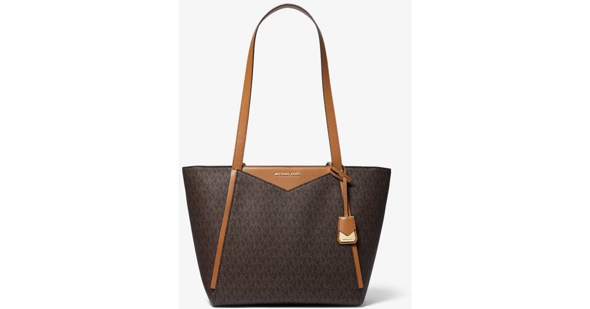 whitney small logo tote by michael kors brown