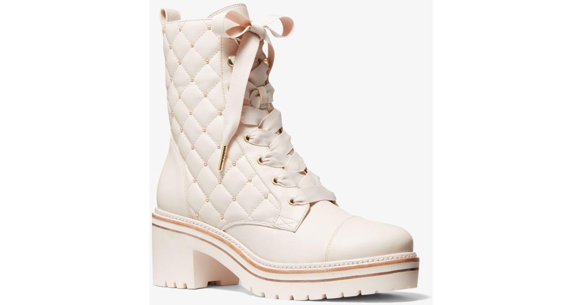 cream quilted boots