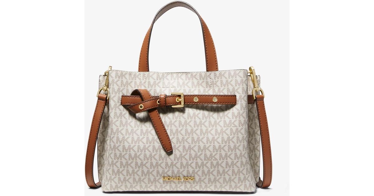 Michael Kors Emilia Small Logo Satchel in White | Lyst