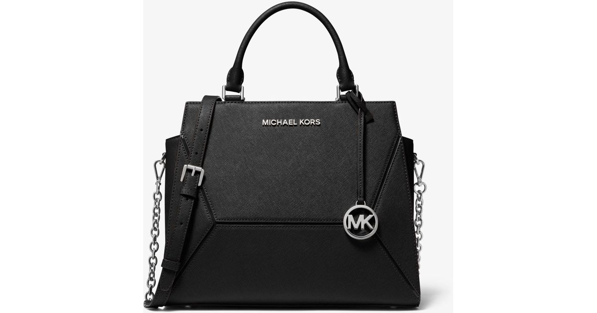 Bolso Satchel Prism Grande De Piel Saffiano Michael Kors de Cuero de color  Negro | Lyst