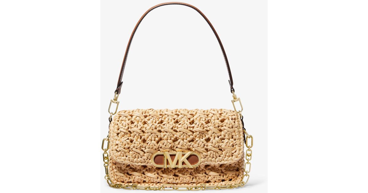 Michael Kors Parker Medium Woven Straw Shoulder Bag in Metallic Lyst