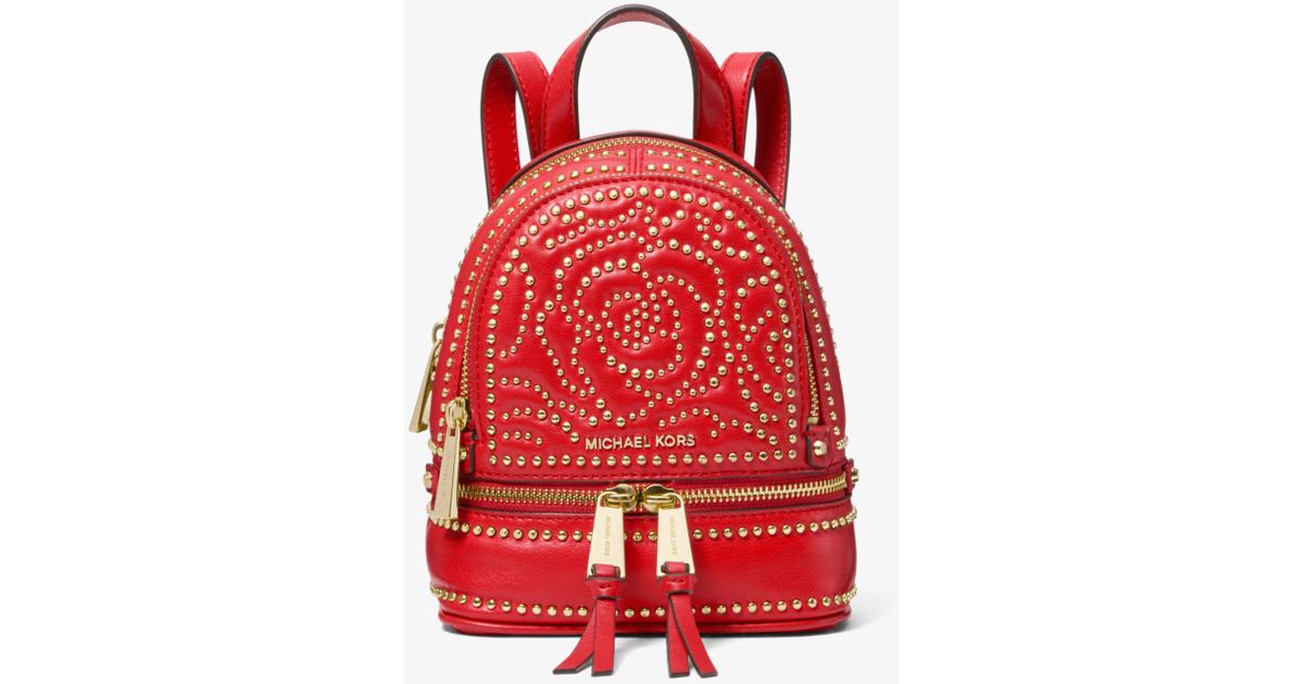 rhea medium rose studded leather backpack