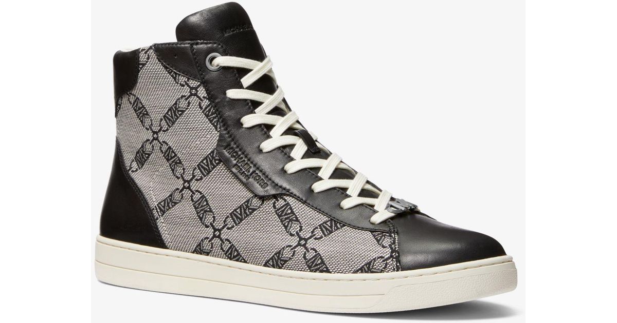 Michael Kors Keating Empire Logo Jacquard And Leather High-top Sneakers ...