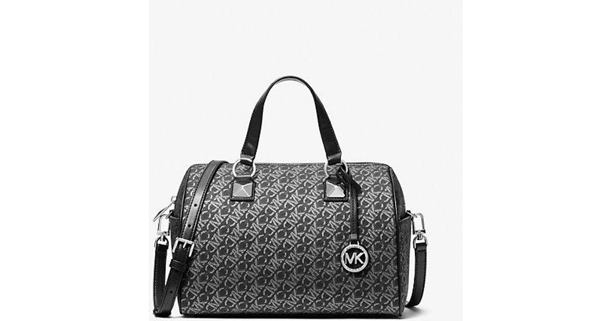 Michael Kors Grayson Medium Metallic Empire Monogram Satchel in Black Lyst UK