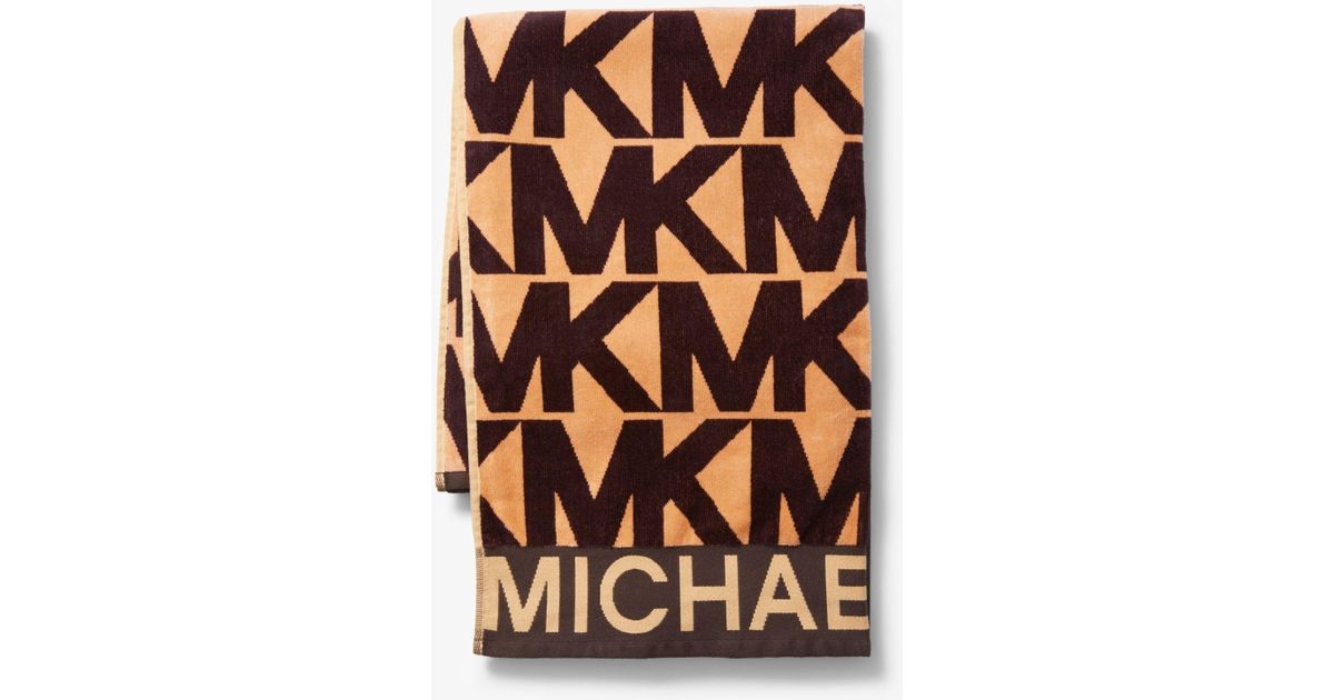 Michael Kors Logo Cotton Towel in Brown | Lyst UK