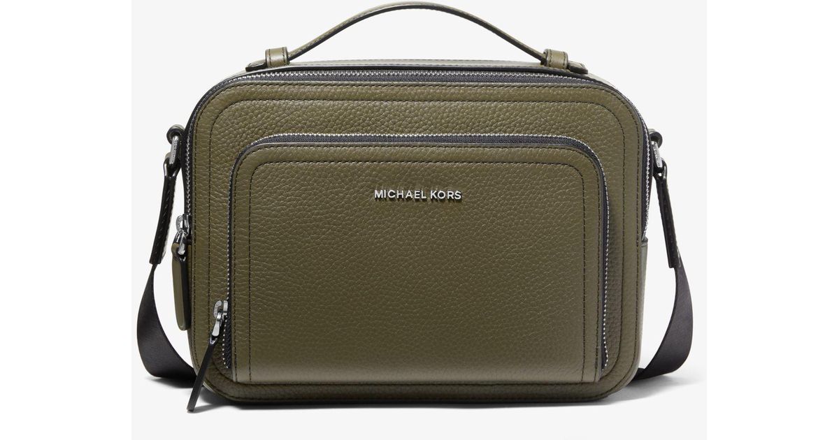 Michael Kors Hudson Pebbled Leather Crossbody Bag in Olive (Green) for