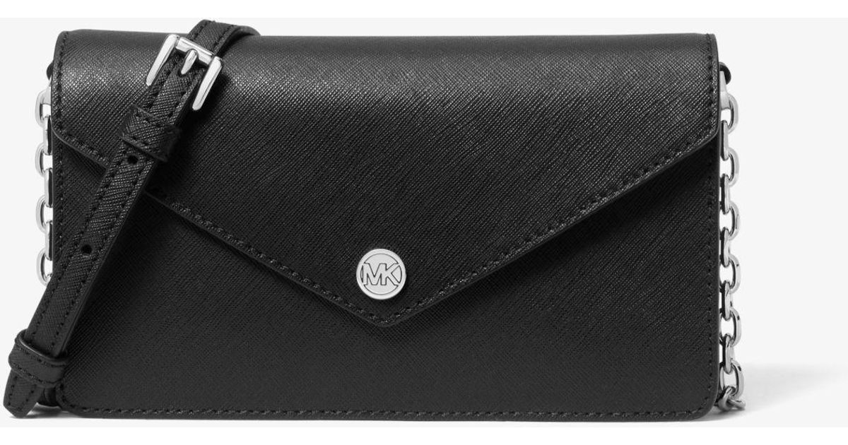 Michael Kors Small Saffiano Leather Envelope Crossbody Bag in Black Lyst